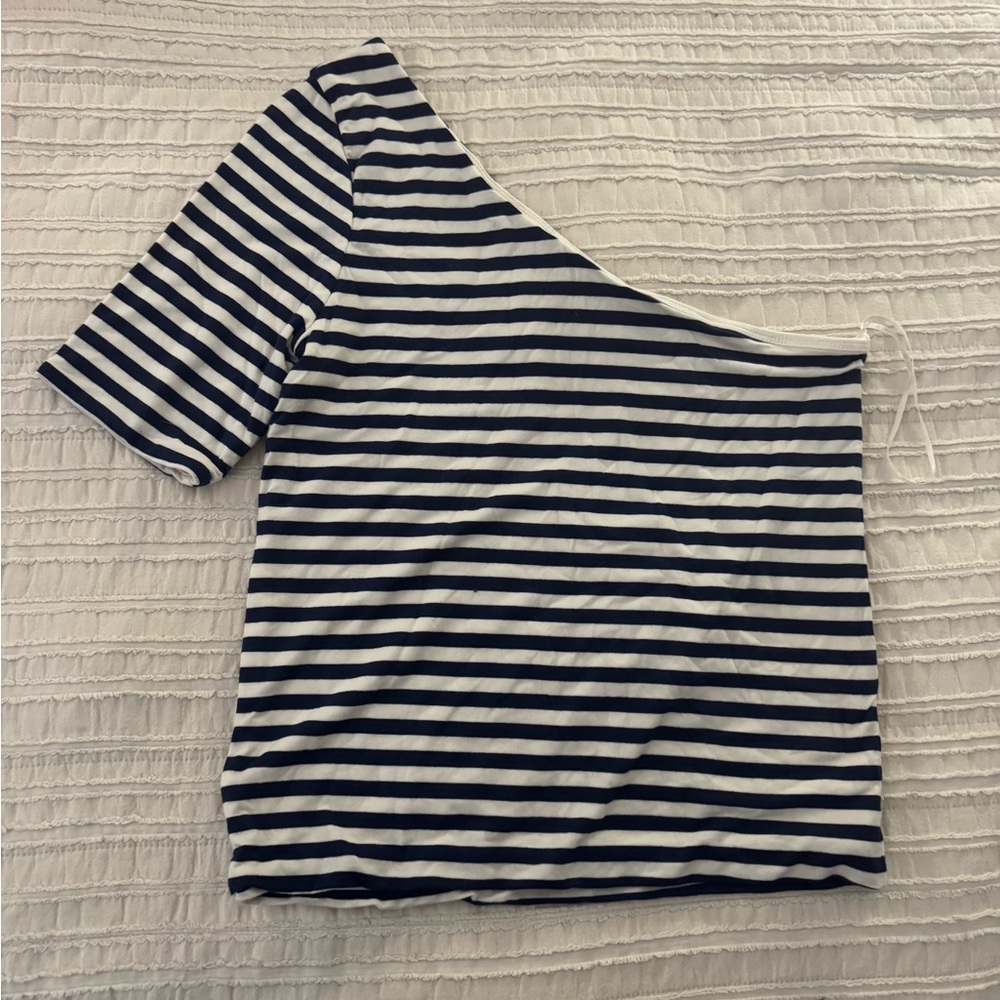 J.Crew Navy/cream striped Form Knit Top